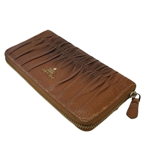 PRADA Italy Nappa Gaufre Zip Around Gradient Brown Leather Wallet Rare - Picture 2 of 10